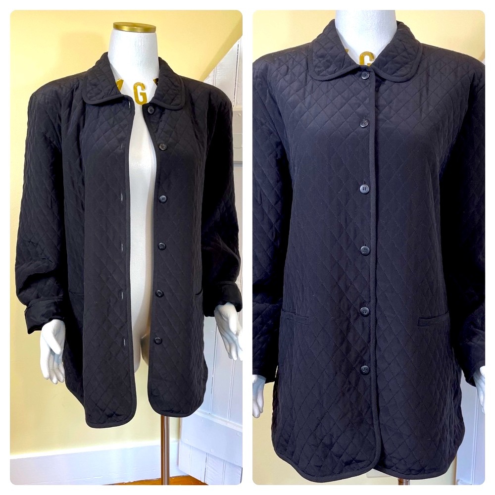 DIANE von FURSTENBERG Vintage Silk Quilted Button Up Collared Jacket